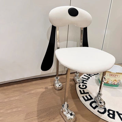 Modern Eclectic Dog Square Leather Stainless Steel Dining Chair Backrest For Dining Room