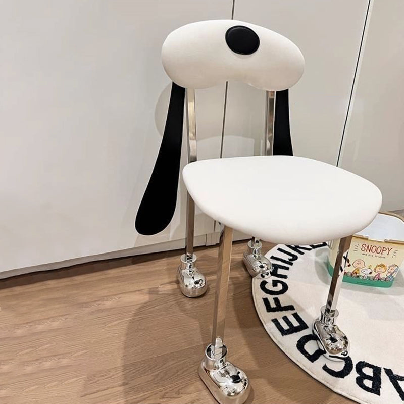 Modern Eclectic Dog Square Leather Stainless Steel Dining Chair Backrest For Dining Room