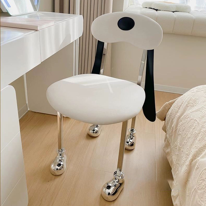 Modern Eclectic Dog Square Leather Stainless Steel Dining Chair Backrest For Dining Room