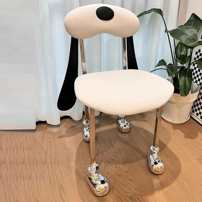 Modern Eclectic Dog Square Leather Stainless Steel Dining Chair Backrest For Dining Room