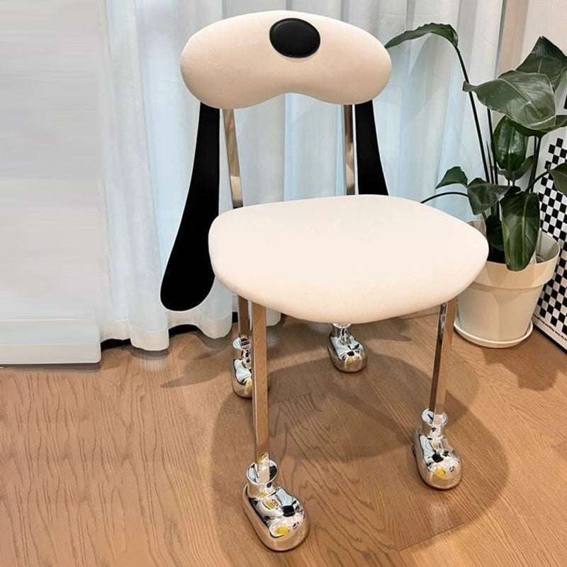 Modern Eclectic Dog Square Leather Stainless Steel Dining Chair Backrest For Dining Room