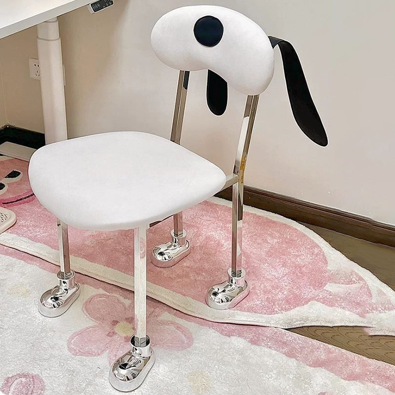 Modern Eclectic Dog Square Leather Stainless Steel Dining Chair Backrest For Dining Room