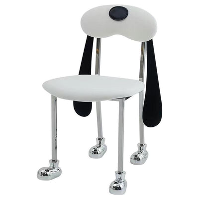 Modern Eclectic Dog Square Leather Stainless Steel Dining Chair Backrest For Dining Room