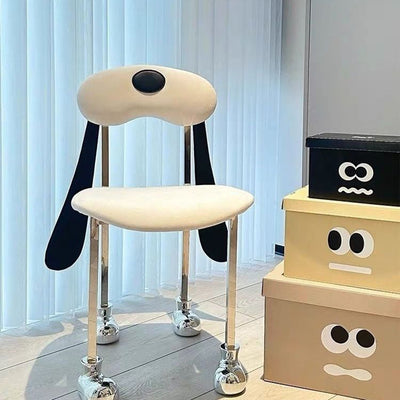 Modern Eclectic Dog Square Leather Stainless Steel Dining Chair Backrest For Dining Room