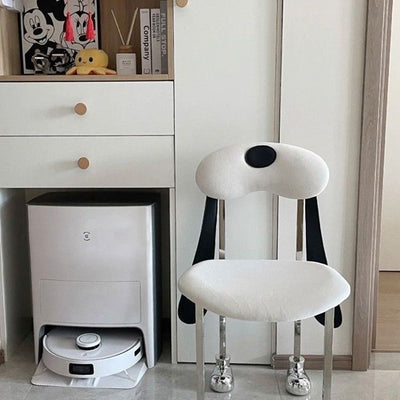 Modern Eclectic Dog Square Leather Stainless Steel Dining Chair Backrest For Dining Room