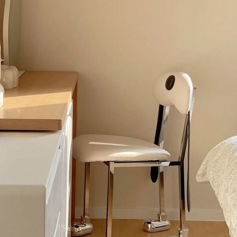 Modern Eclectic Dog Square Leather Stainless Steel Dining Chair Backrest For Dining Room