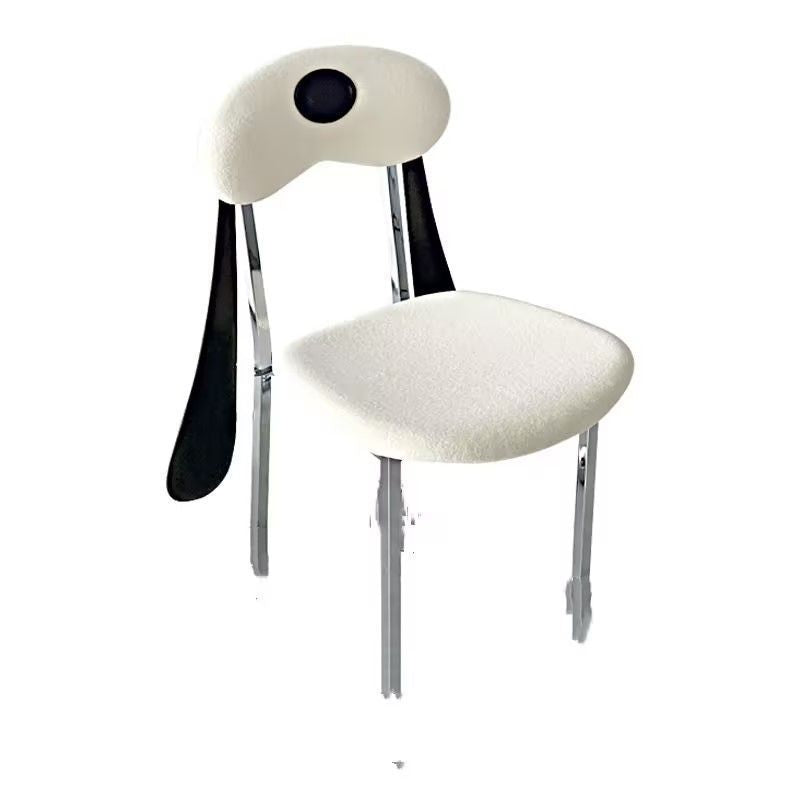 Modern Eclectic Dog Square Leather Stainless Steel Dining Chair Backrest For Dining Room