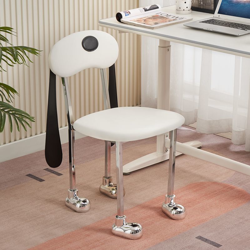Modern Eclectic Dog Square Leather Stainless Steel Dining Chair Backrest For Dining Room