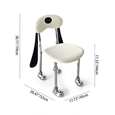 Modern Eclectic Dog Square Leather Stainless Steel Dining Chair Backrest For Dining Room