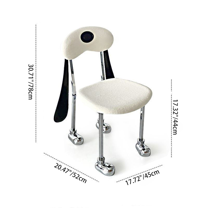 Modern Eclectic Dog Square Leather Stainless Steel Dining Chair Backrest For Dining Room