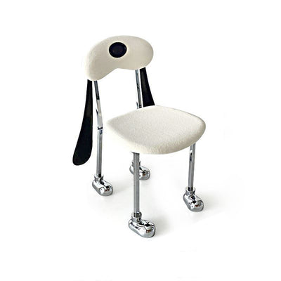 Modern Eclectic Dog Square Leather Stainless Steel Dining Chair Backrest For Dining Room