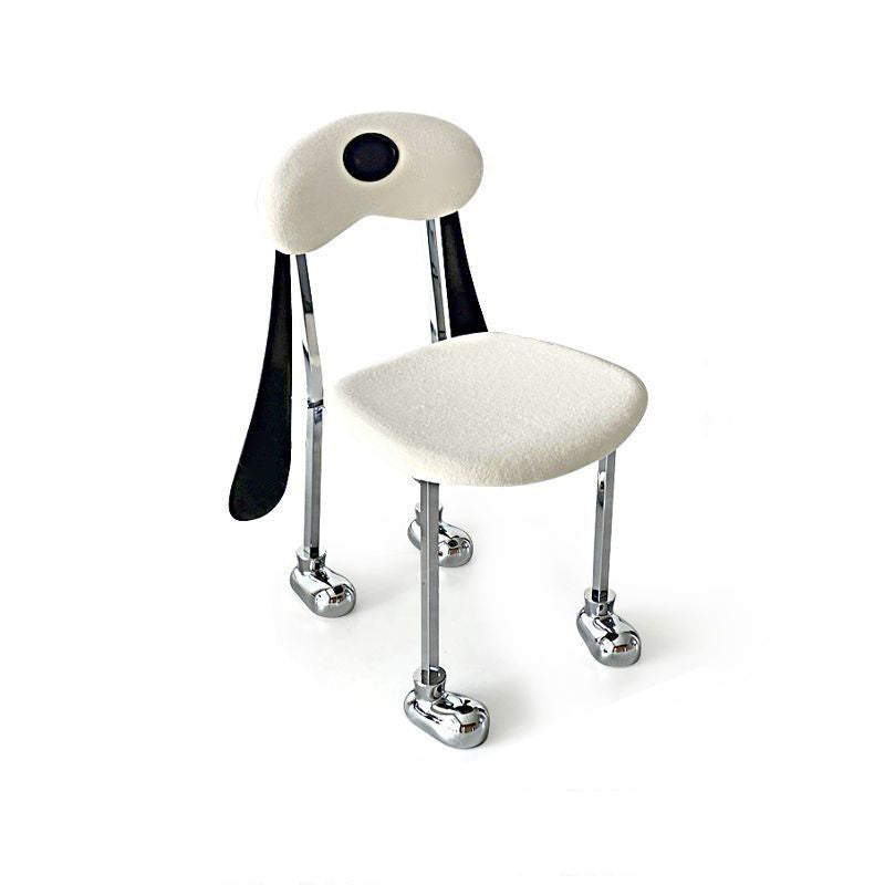 Modern Eclectic Dog Square Leather Stainless Steel Dining Chair Backrest For Dining Room
