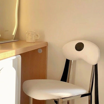 Modern Eclectic Dog Square Leather Stainless Steel Dining Chair Backrest For Dining Room
