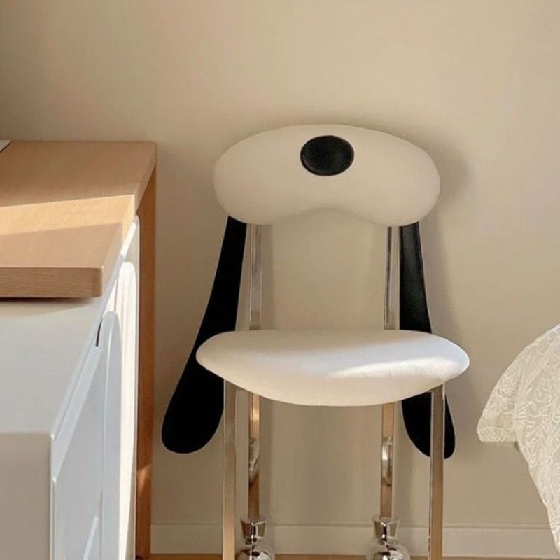 Modern Eclectic Dog Square Leather Stainless Steel Dining Chair Backrest For Dining Room