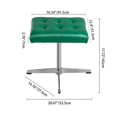 Traditional European Rectangular Leather Stainless Steel Aluminum Vanity Stool For Bedroom