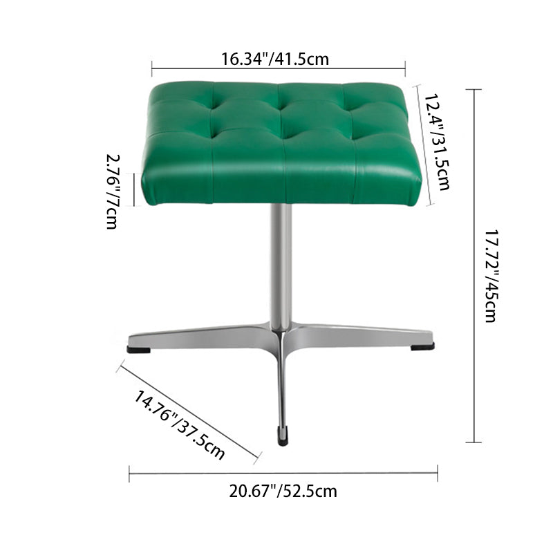 Traditional European Rectangular Leather Stainless Steel Aluminum Vanity Stool For Bedroom