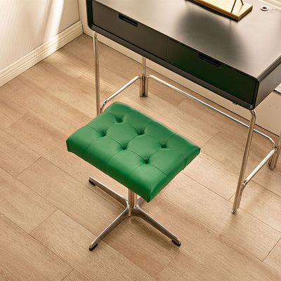 Traditional European Rectangular Leather Stainless Steel Aluminum Vanity Stool For Bedroom