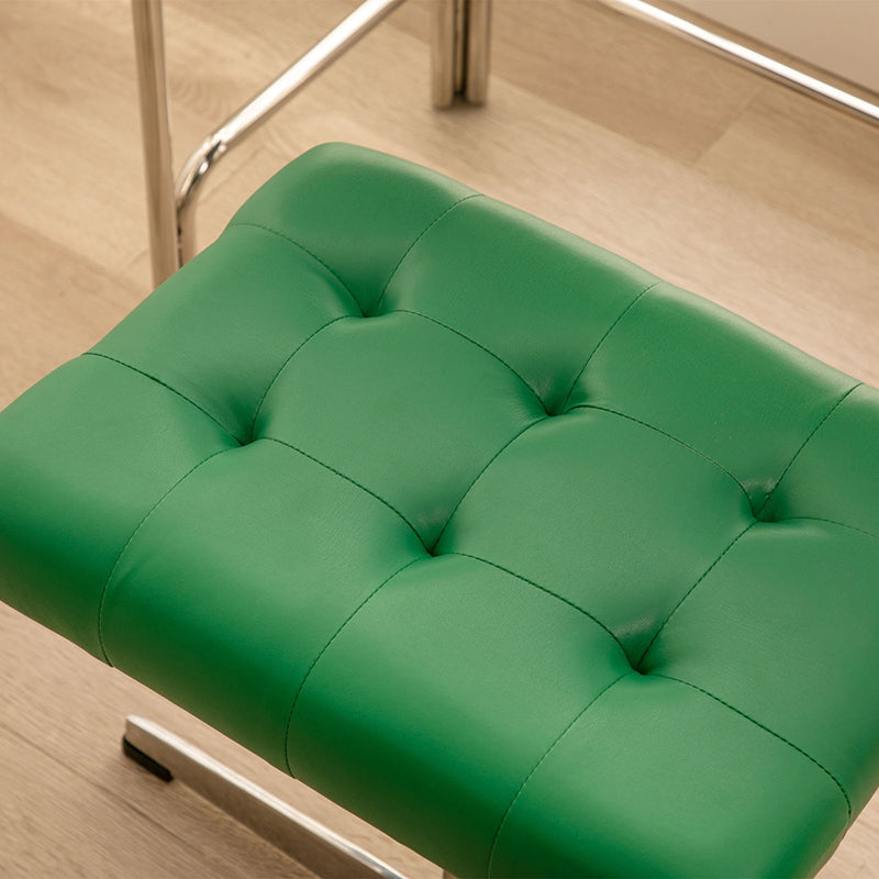 Traditional European Rectangular Leather Stainless Steel Aluminum Vanity Stool For Bedroom