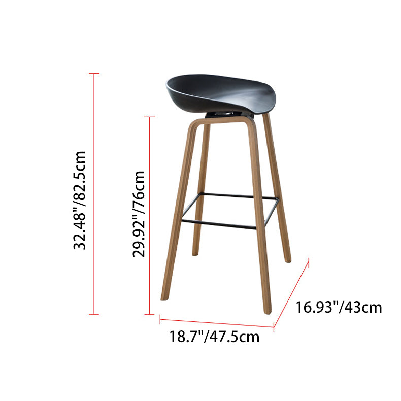 Contemporary Scandinavian Oval PP Solid Wood &amp; Plywood Bar Stool Backrest For Dining Room