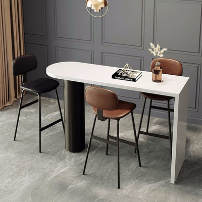 Contemporary Industrial Square Leather Iron Bar Stool Backrest For Dining Room
