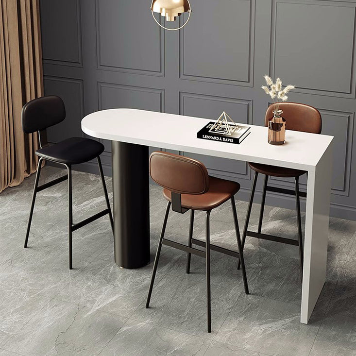Contemporary Industrial Square Leather Iron Bar Stool Backrest For Dining Room