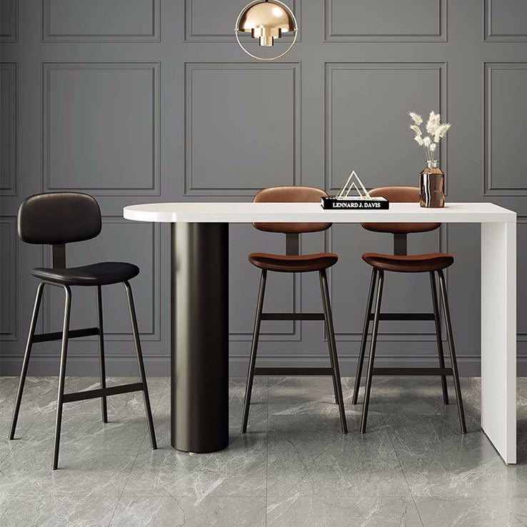Contemporary Industrial Square Leather Iron Bar Stool Backrest For Dining Room