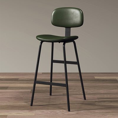 Contemporary Industrial Square Leather Iron Bar Stool Backrest For Dining Room