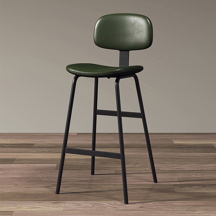 Contemporary Industrial Square Leather Iron Bar Stool Backrest For Dining Room