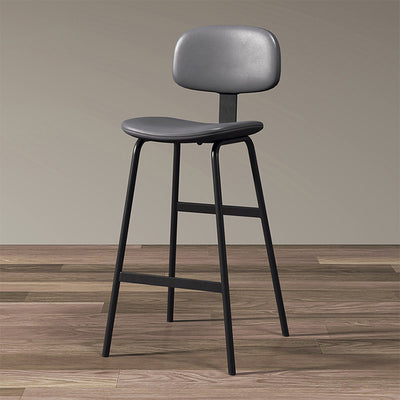 Contemporary Industrial Square Leather Iron Bar Stool Backrest For Dining Room