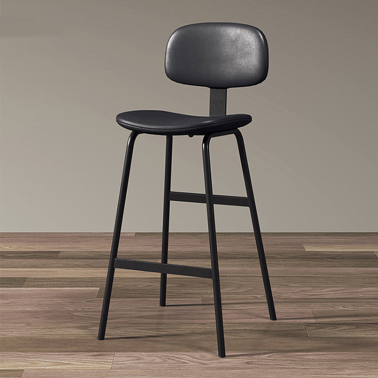Tabouret de bar carré industriel contemporain en cuir PU avec dossier en fer pour salle à manger 