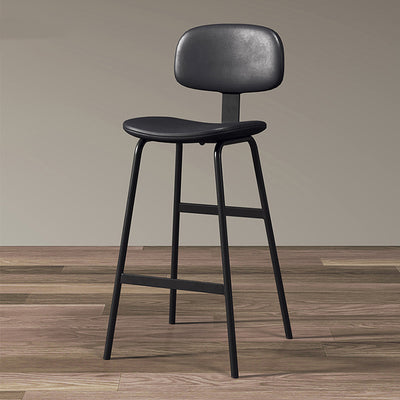 Contemporary Industrial Square Leather Iron Bar Stool Backrest For Dining Room