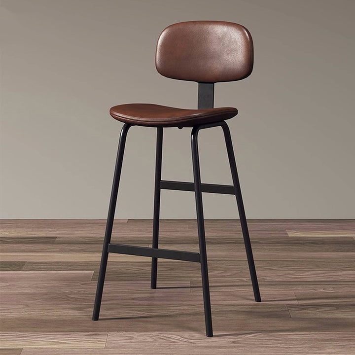 Tabouret de bar carré industriel contemporain en cuir PU avec dossier en fer pour salle à manger 