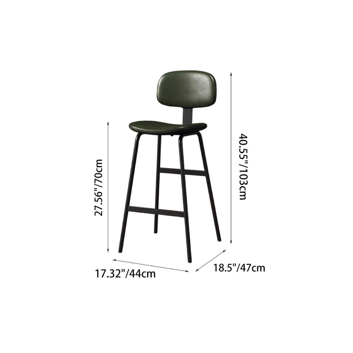 Tabouret de bar carré industriel contemporain en cuir PU avec dossier en fer pour salle à manger 