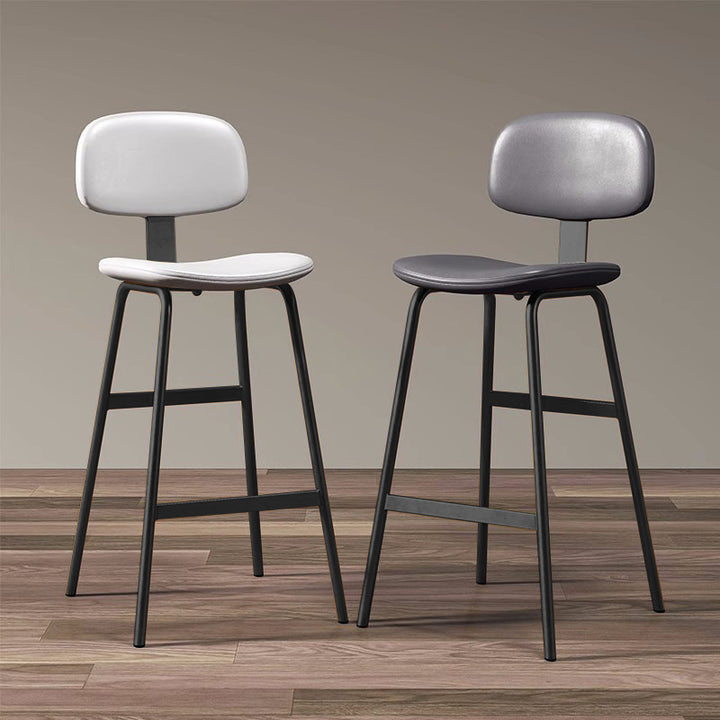 Tabouret de bar carré industriel contemporain en cuir PU avec dossier en fer pour salle à manger 