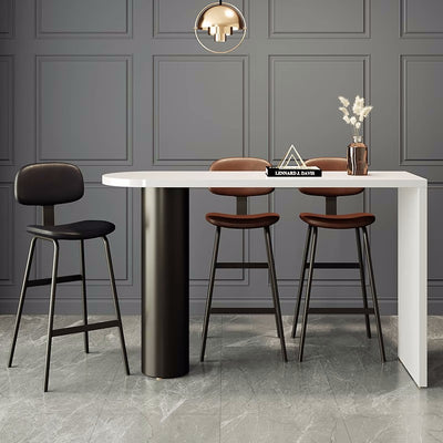 Contemporary Industrial Square Leather Iron Bar Stool Backrest For Dining Room