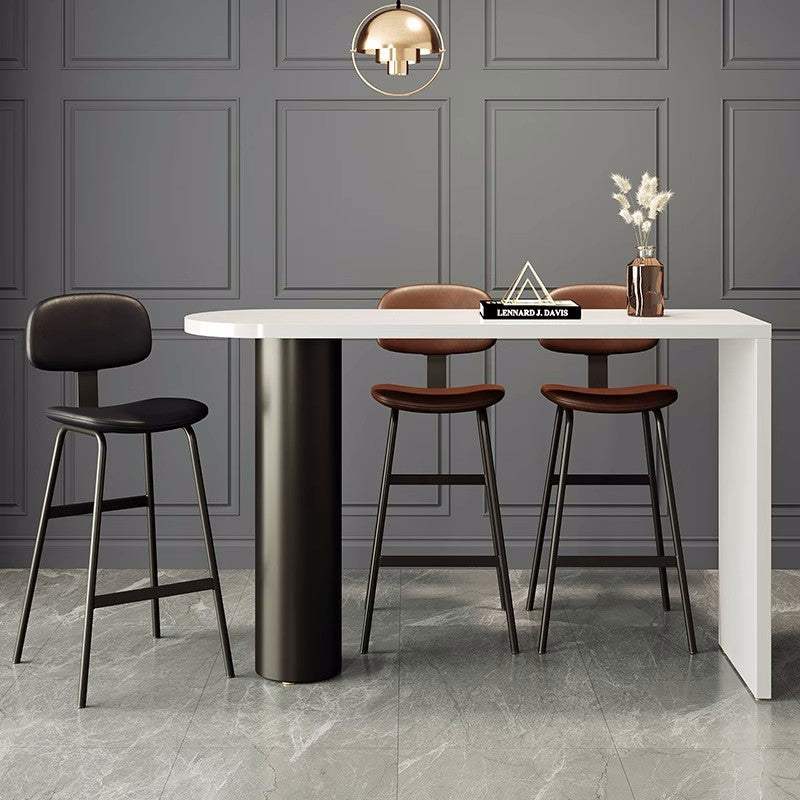 Contemporary Industrial Square Leather Iron Bar Stool Backrest For Dining Room