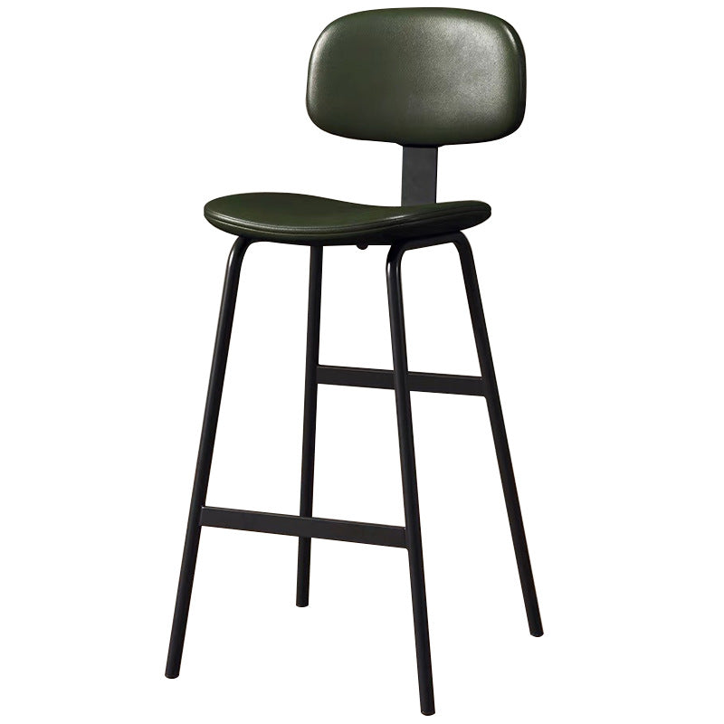 Tabouret de bar carré industriel contemporain en cuir PU avec dossier en fer pour salle à manger 