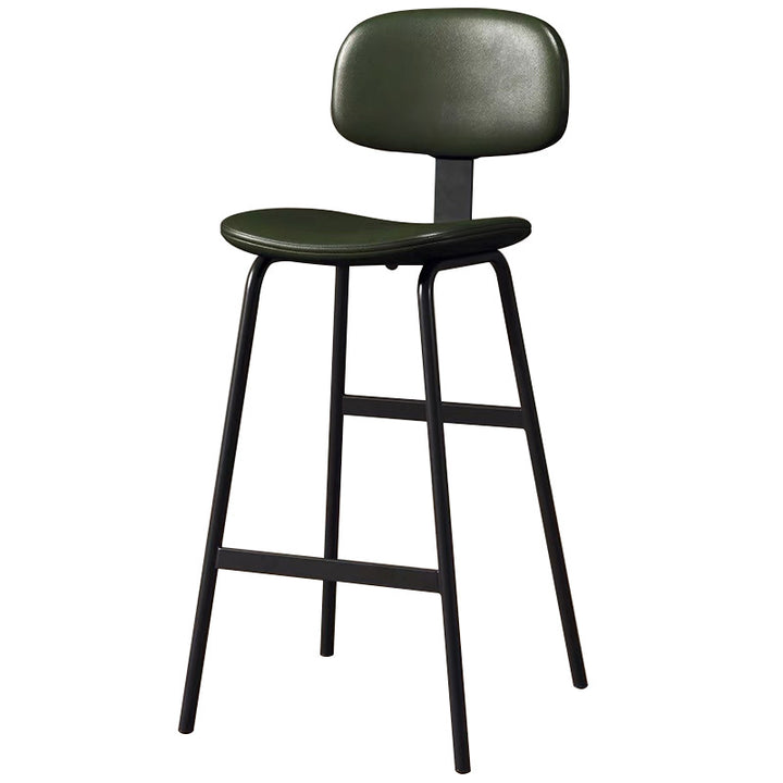 Tabouret de bar carré industriel contemporain en cuir PU avec dossier en fer pour salle à manger 
