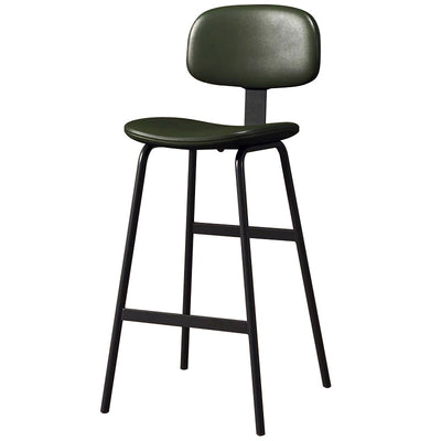Contemporary Industrial Square Leather Iron Bar Stool Backrest For Dining Room