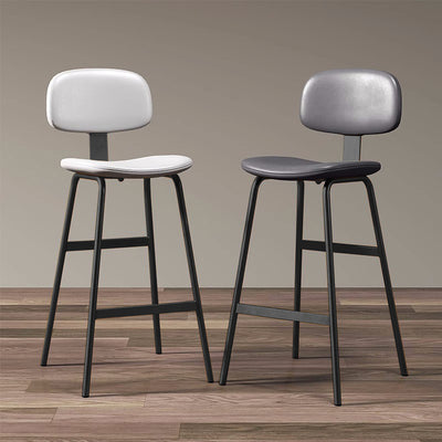 Contemporary Industrial Square Leather Iron Bar Stool Backrest For Dining Room
