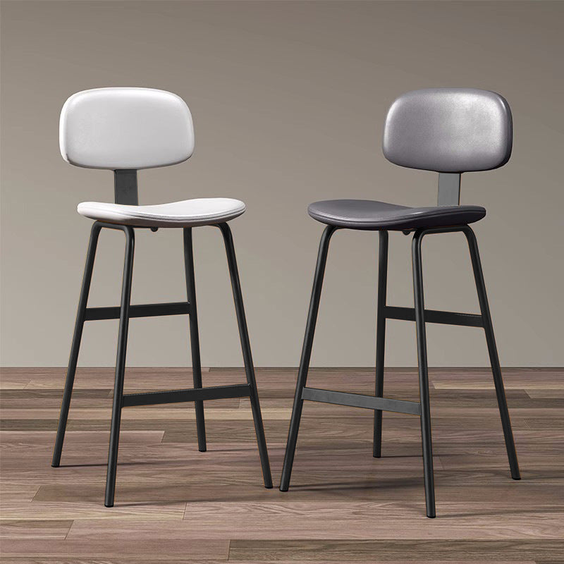 Contemporary Industrial Square Leather Iron Bar Stool Backrest For Dining Room