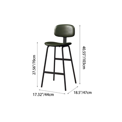 Contemporary Industrial Square Leather Iron Bar Stool Backrest For Dining Room