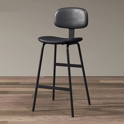 Contemporary Industrial Square Leather Iron Bar Stool Backrest For Dining Room