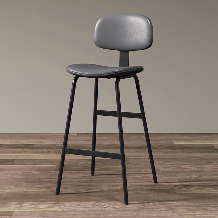 Tabouret de bar carré industriel contemporain en cuir PU avec dossier en fer pour salle à manger 