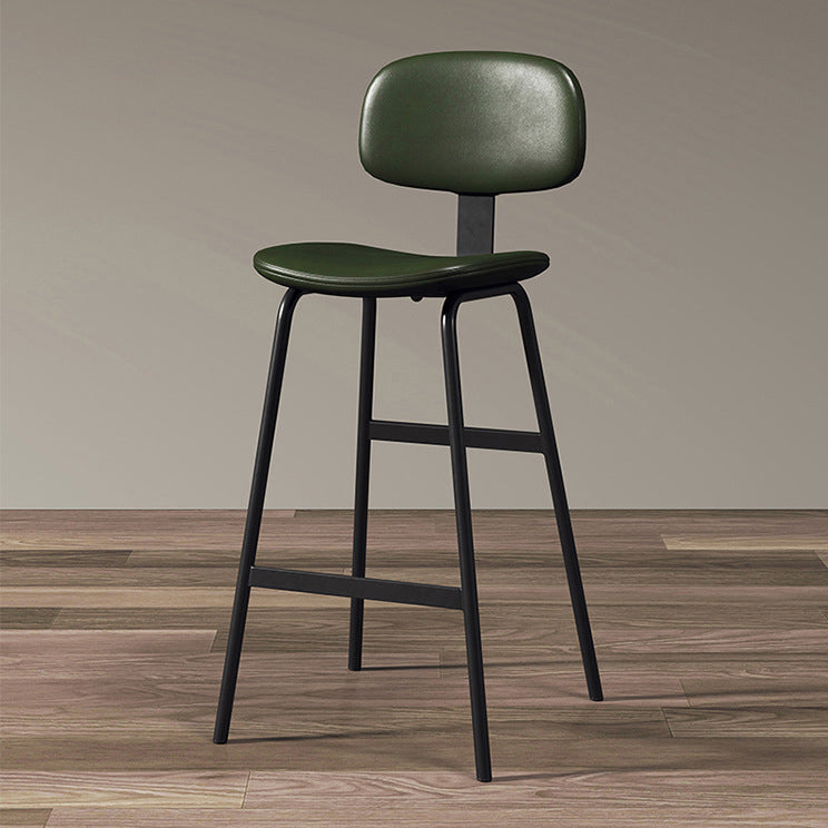 Tabouret de bar carré industriel contemporain en cuir PU avec dossier en fer pour salle à manger 