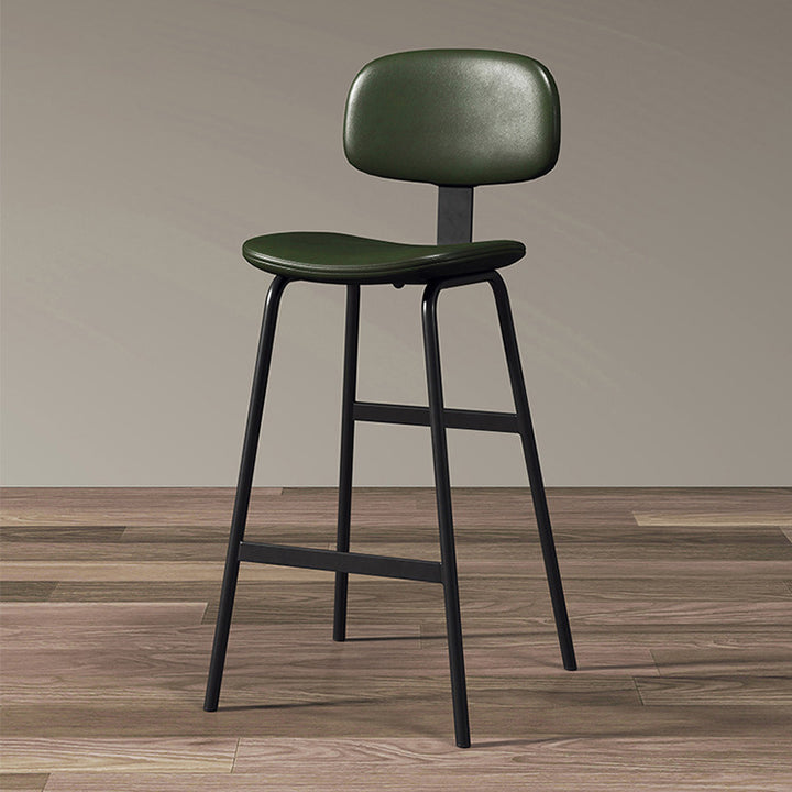 Tabouret de bar carré industriel contemporain en cuir PU avec dossier en fer pour salle à manger 