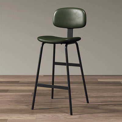 Contemporary Industrial Square Leather Iron Bar Stool Backrest For Dining Room