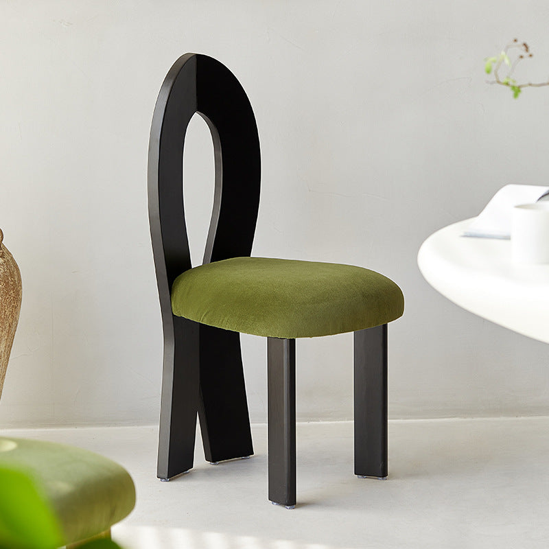 Contemporary Retro Trapezoid Solid Wood Velvet Dining Chair Backrest For Dining Room