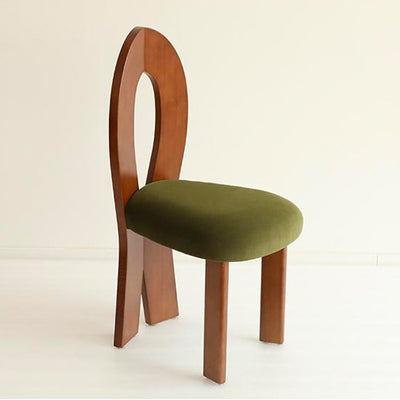 Contemporary Retro Trapezoid Solid Wood Velvet Dining Chair Backrest For Dining Room