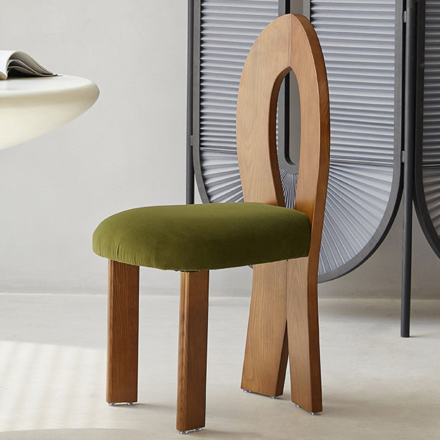 Contemporary Retro Trapezoid Solid Wood Velvet Dining Chair Backrest For Dining Room